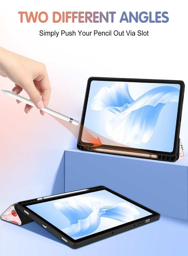 Wazzasoft for Samsung Galaxy Tab S9 FE 5G Case, for Samsung Galaxy Tab S9 Case Cute Women Girls, Girly Kawaii Teens Pretty Folio Cover with Pencil Holder, Strawberry for Galaxy Tablet S9/ S9 FE Cases - Image 4